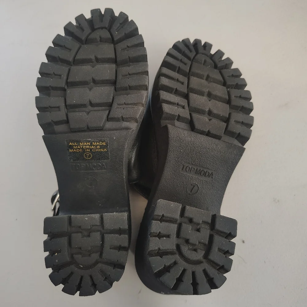 TOP Moda Black Chunky Heel Mules - Picture 6 of 7